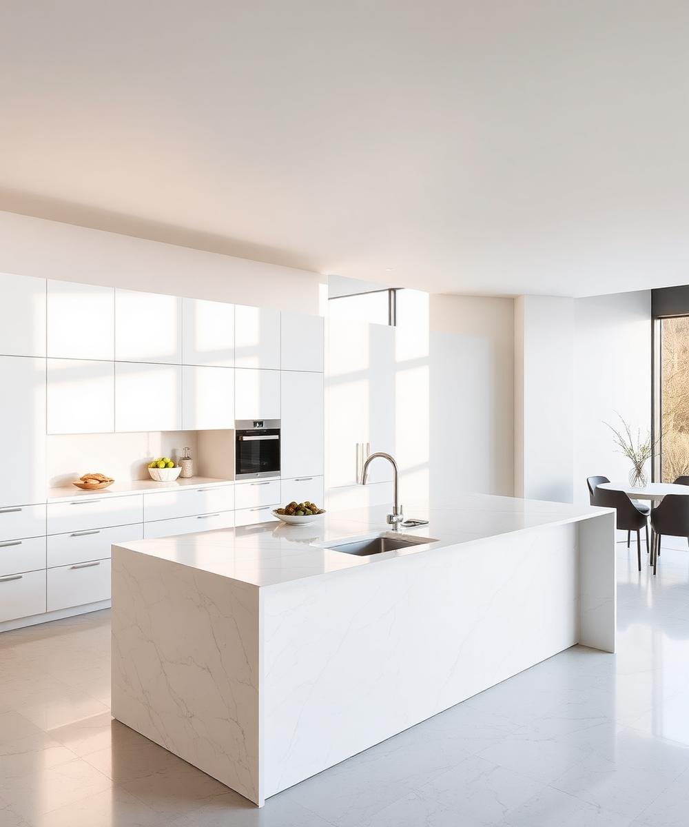 Cozinha com ilha em mármore
